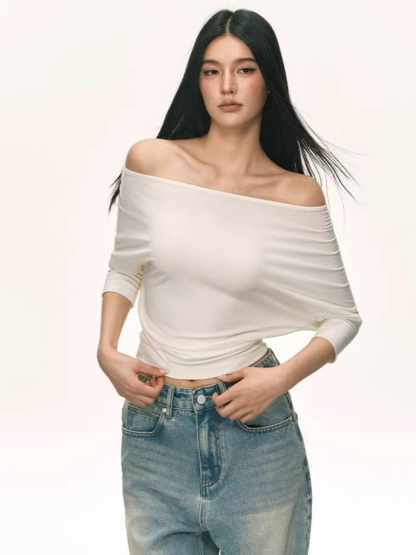 Ohana Bat Sleeve One Shoulder Top