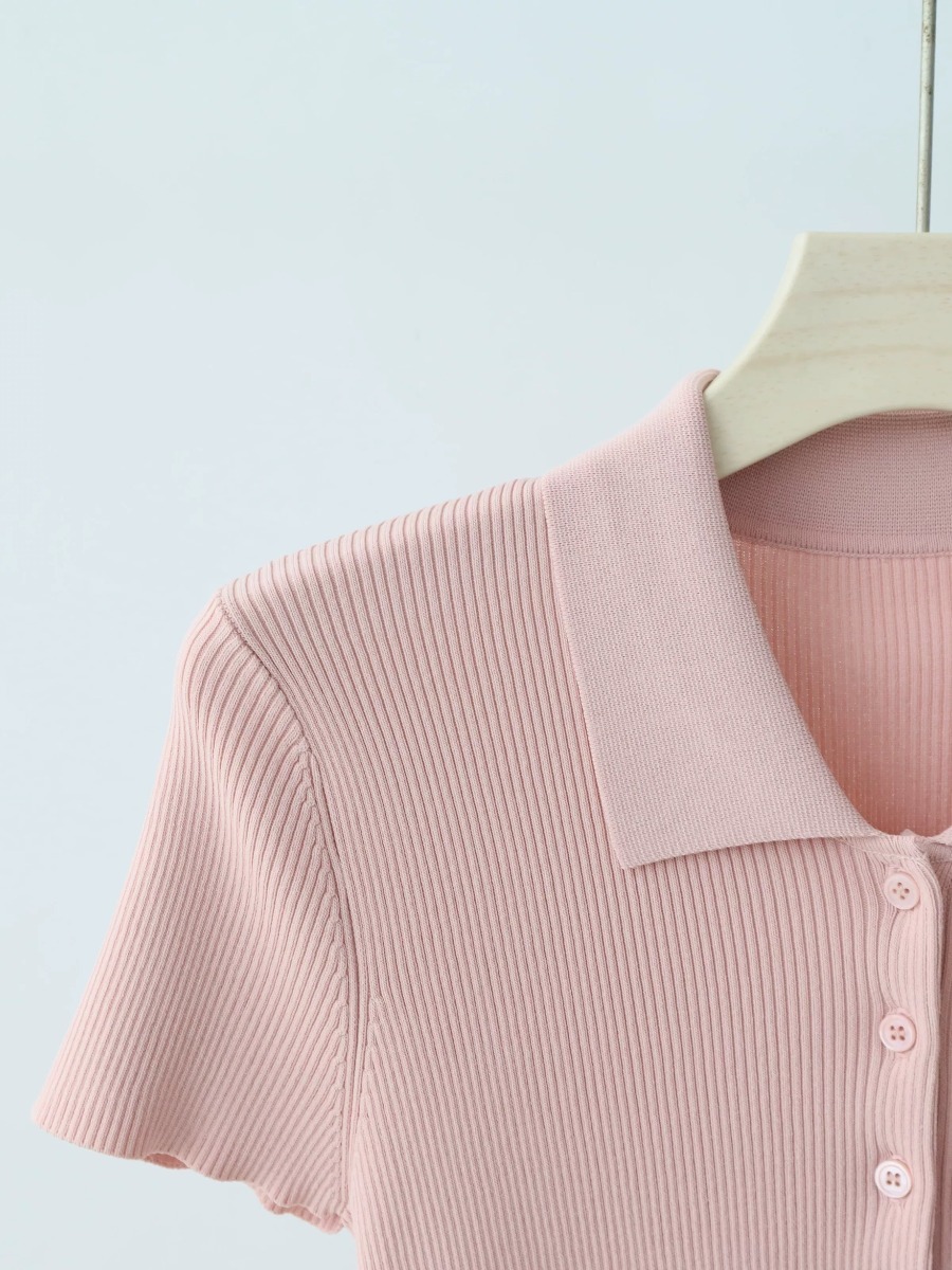 Noah Buttoned Collar Rib Knit Top