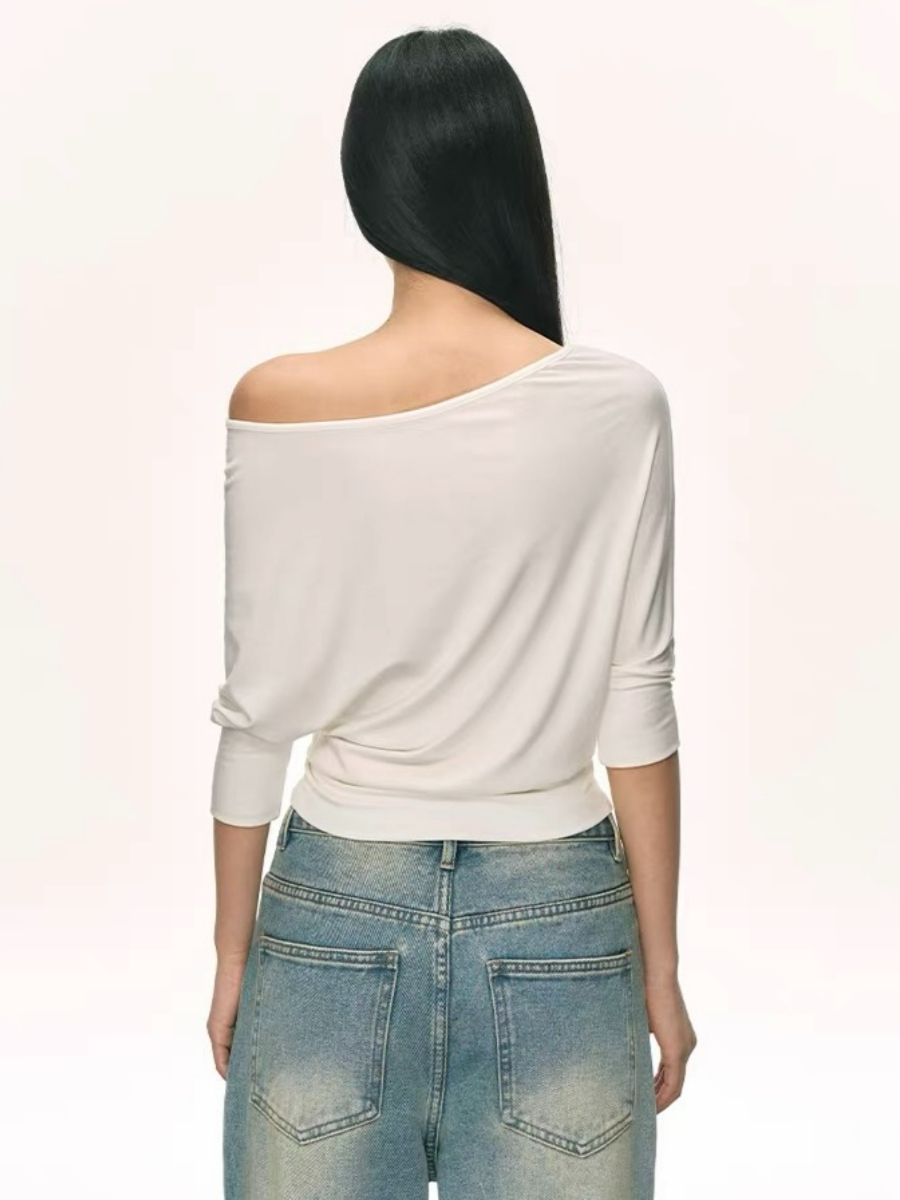 Ohana Bat Sleeve One Shoulder Top