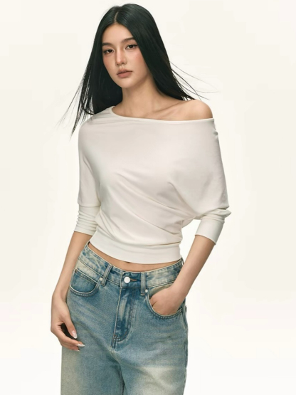 Ohana Bat Sleeve One Shoulder Top