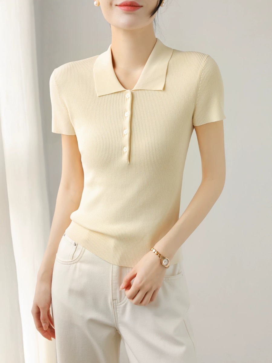 Noah Buttoned Collar Rib Knit Top