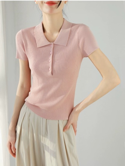 Noah Buttoned Collar Rib Knit Top
