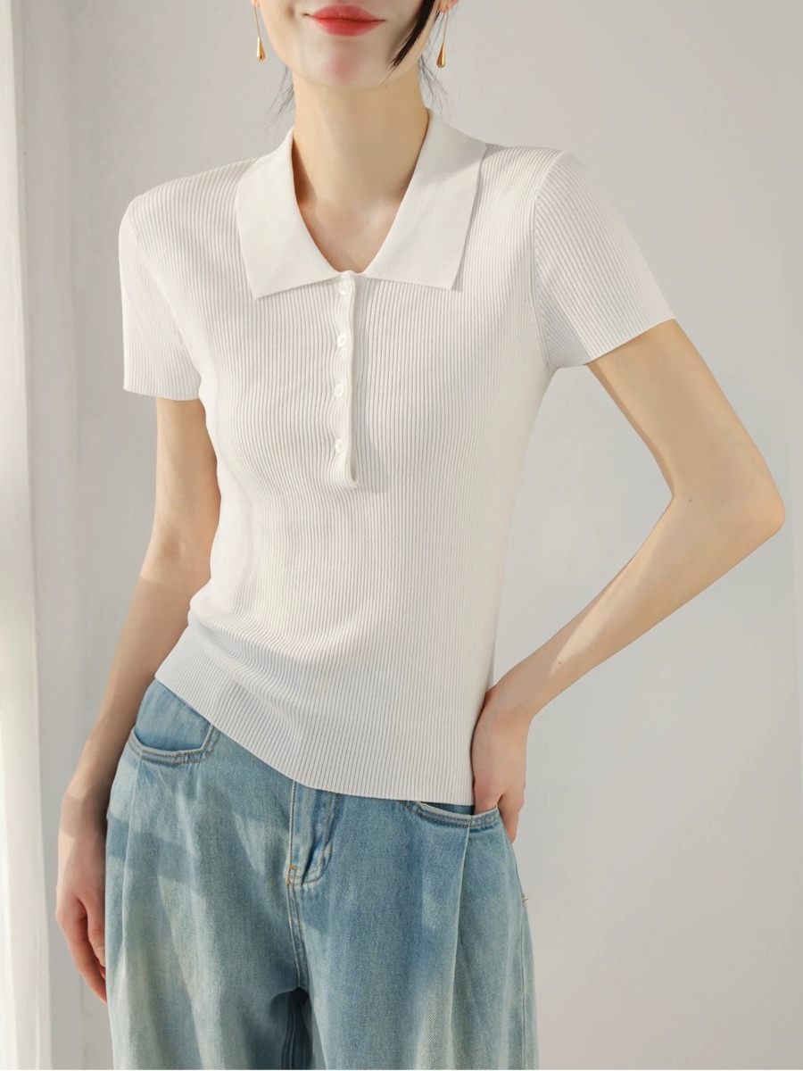 Noah Buttoned Collar Rib Knit Top