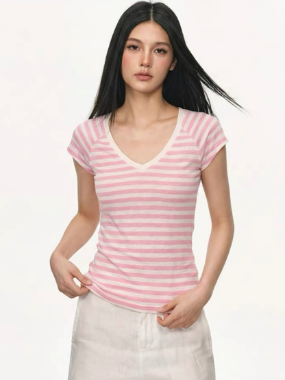 Oda V-Collar Stripe Tee
