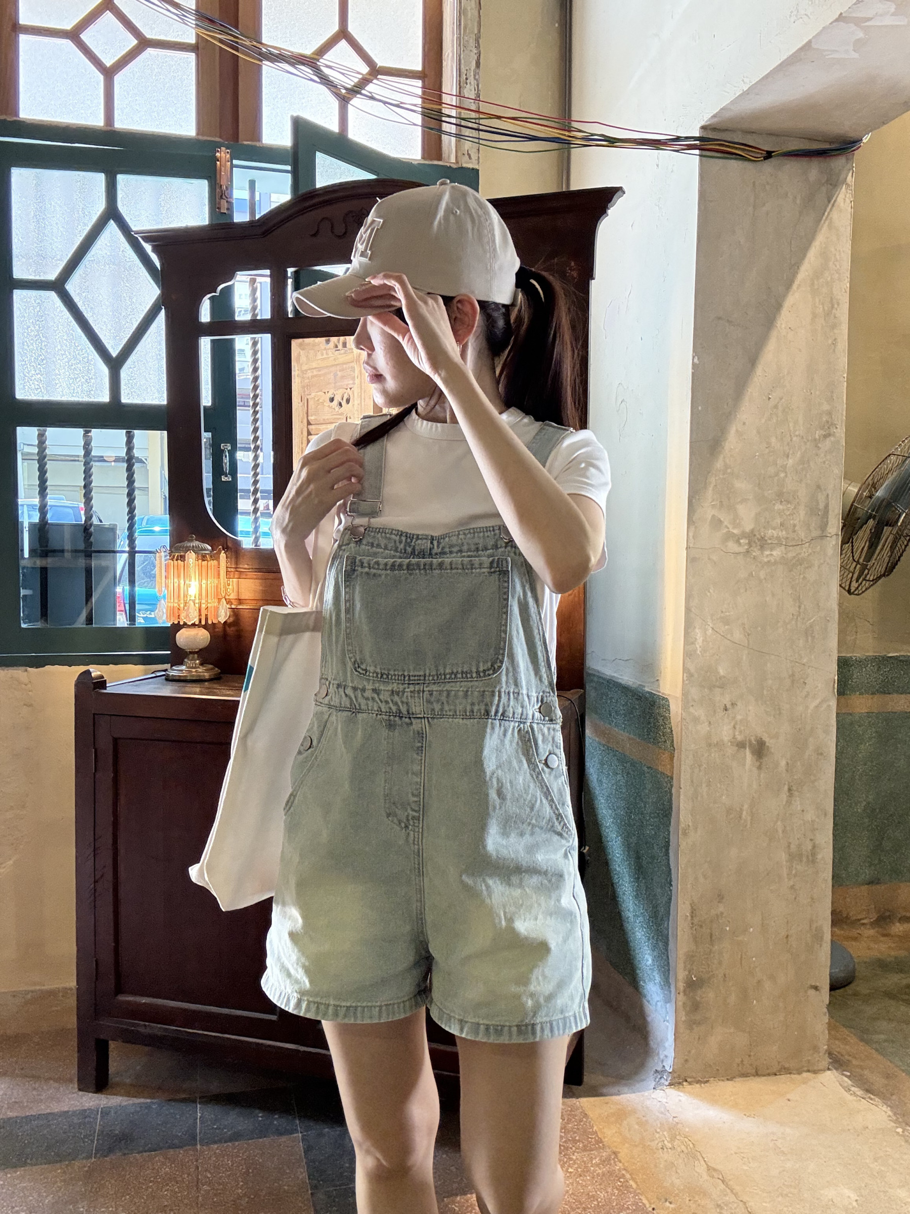 American Denim Short Dungaree & Pezy Basic Tee-The Black Bow-