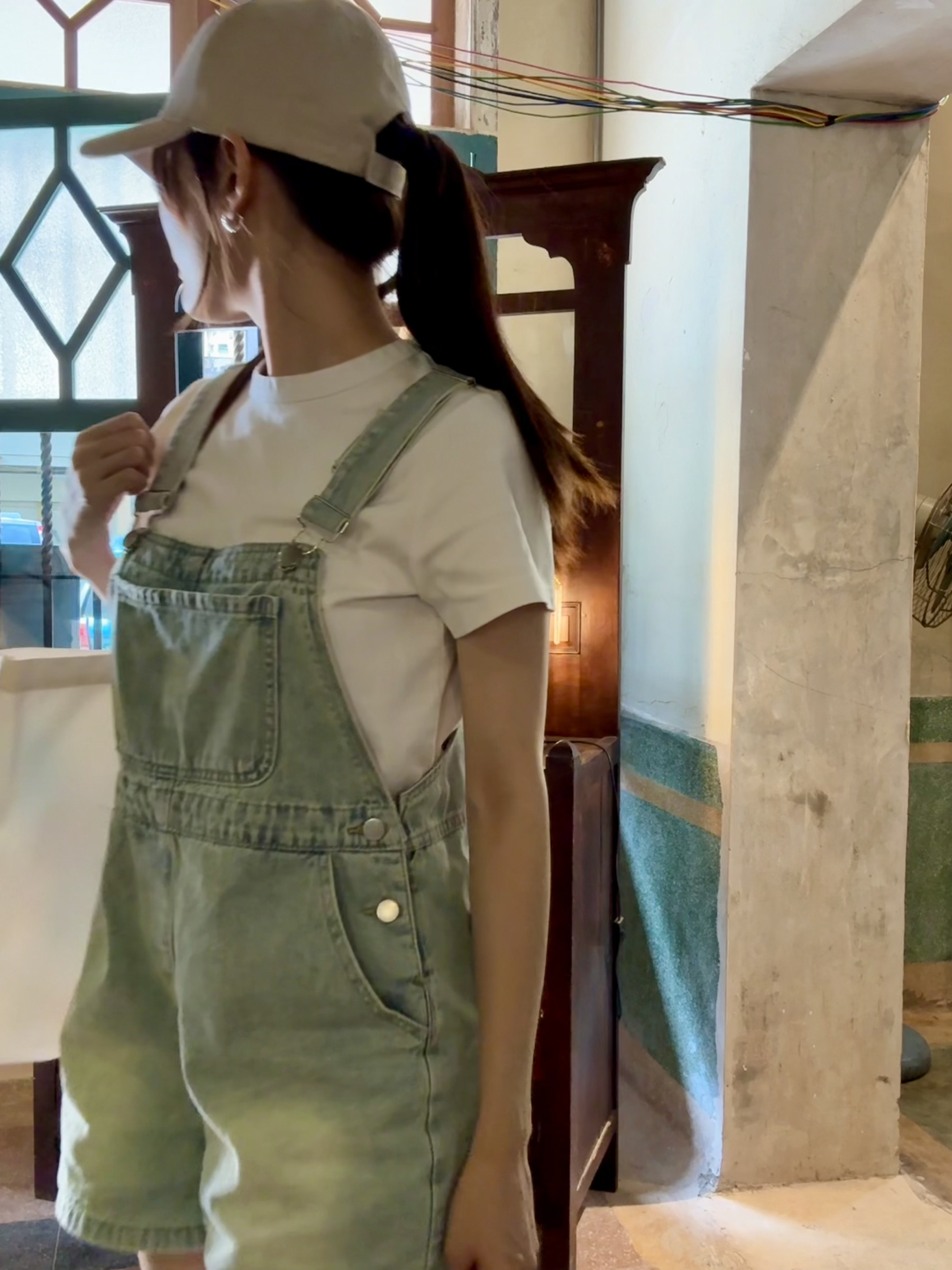 American Denim Short Dungaree & Pezy Basic Tee-The Black Bow-