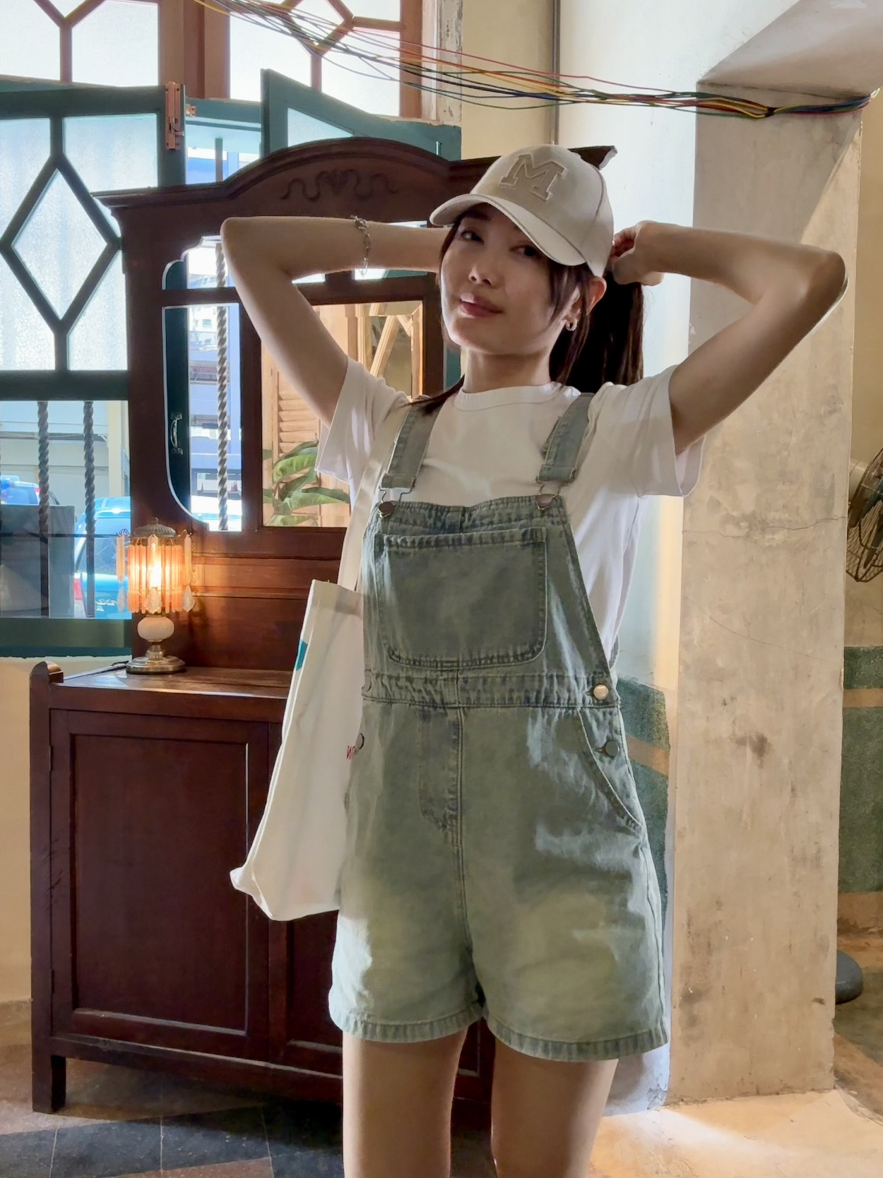 American Denim Short Dungaree & Pezy Basic Tee-The Black Bow-