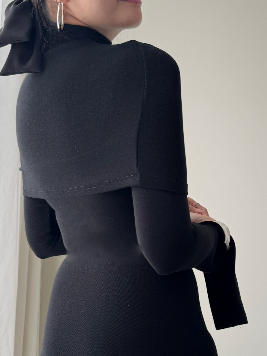 Zaaya Two Way Round Neck/ High Neck Padded Knit Dress