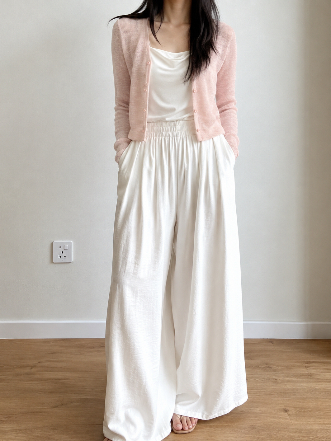 Gideon Crinkle-Texture Flowy Wide Leg Pants