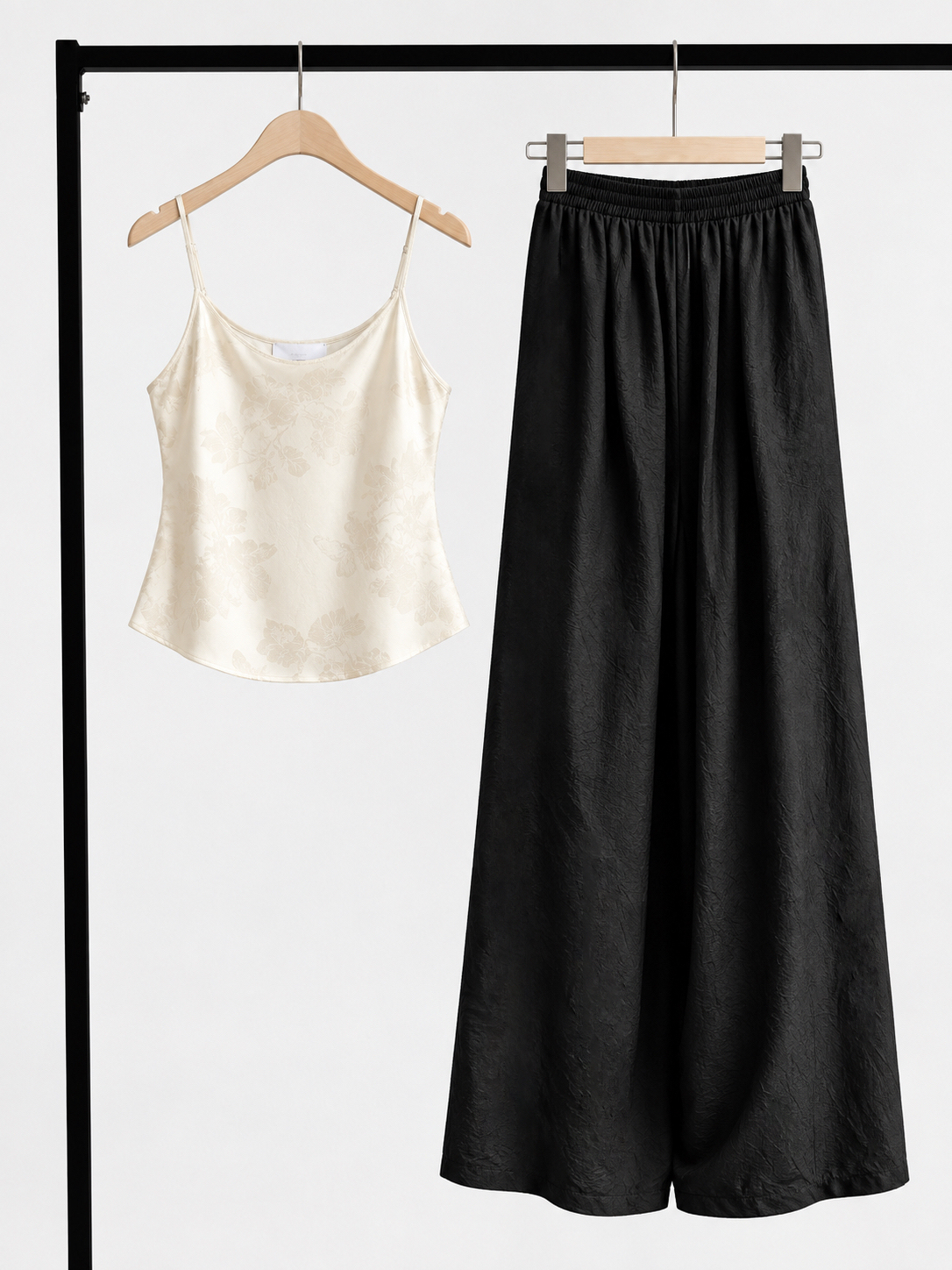 Gideon Crinkle-Texture Flowy Wide Leg Pants
