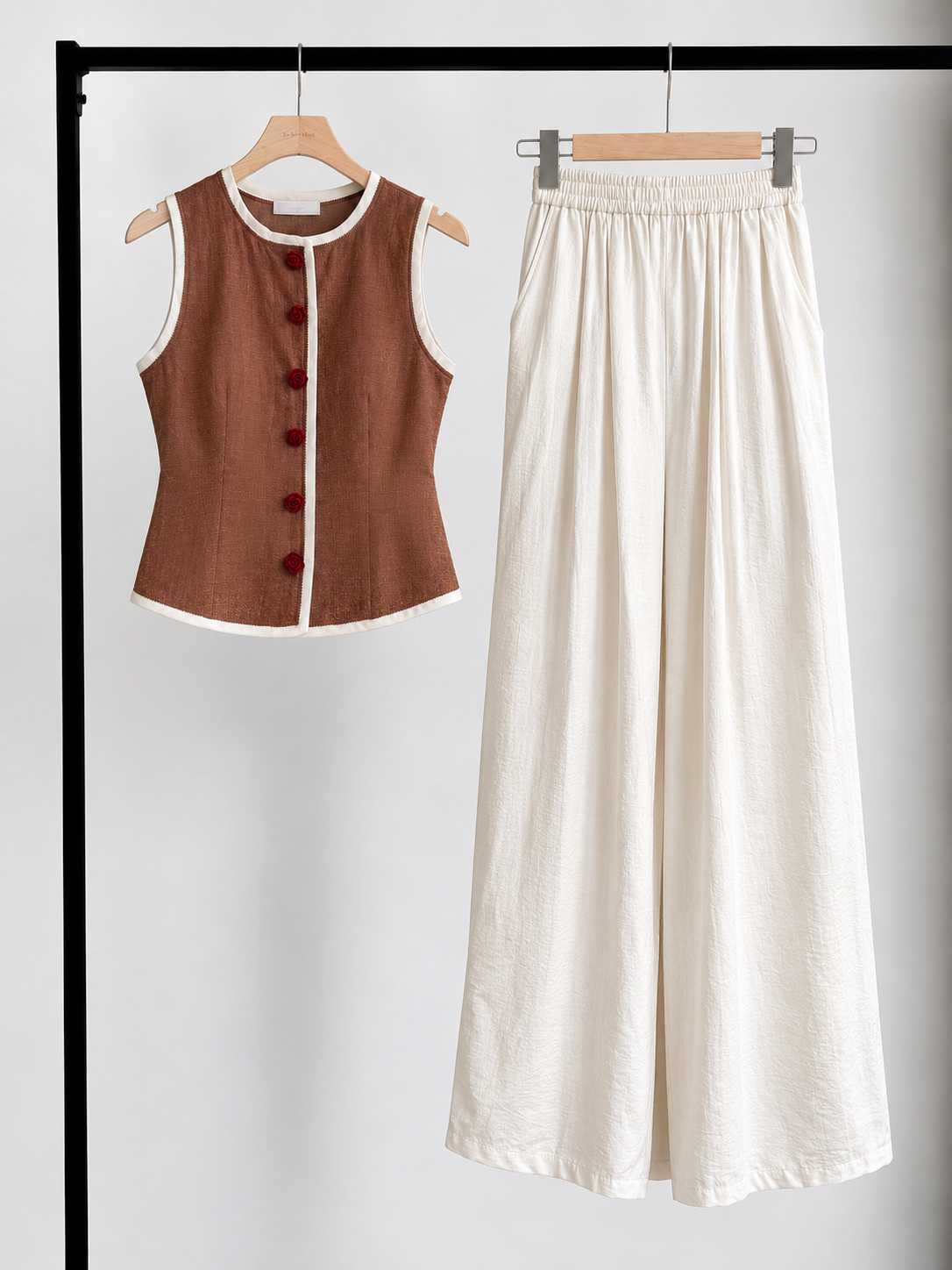 Gideon Crinkle-Texture Flowy Wide Leg Pants