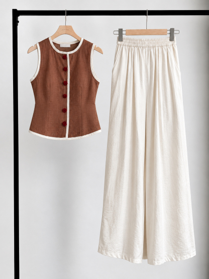 Gideon Crinkle-Texture Flowy Wide Leg Pants