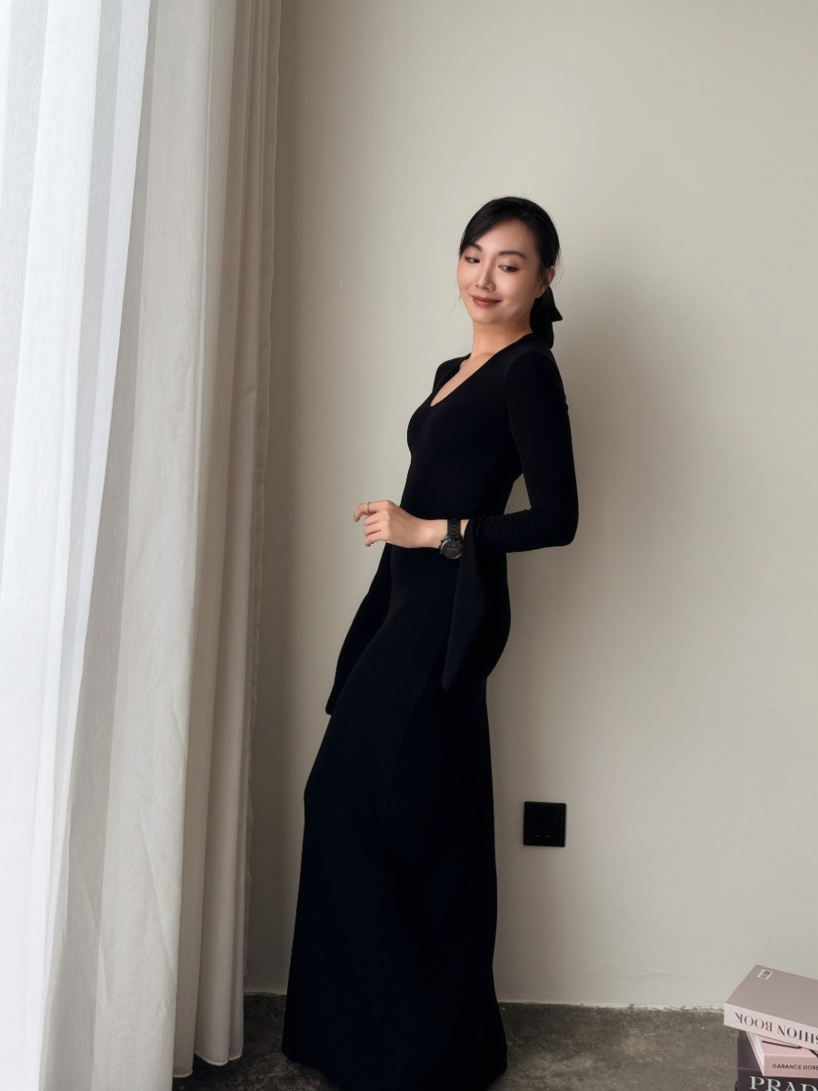 Zaaya Two Way Round Neck/ High Neck Padded Knit Dress