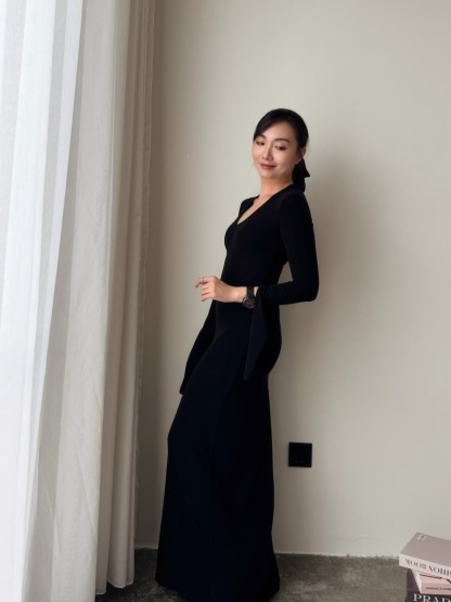  Zaaya Two Way Round Neck/ High Neck Padded Knit Dress