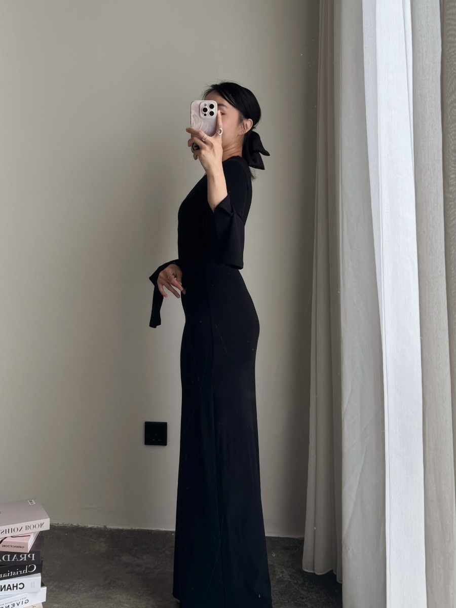 Zaaya Two Way Round Neck/ High Neck Padded Knit Dress