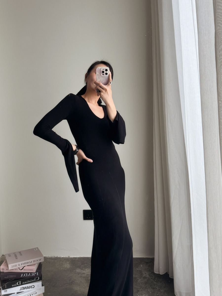 Zaaya Two Way Round Neck/ High Neck Padded Knit Dress