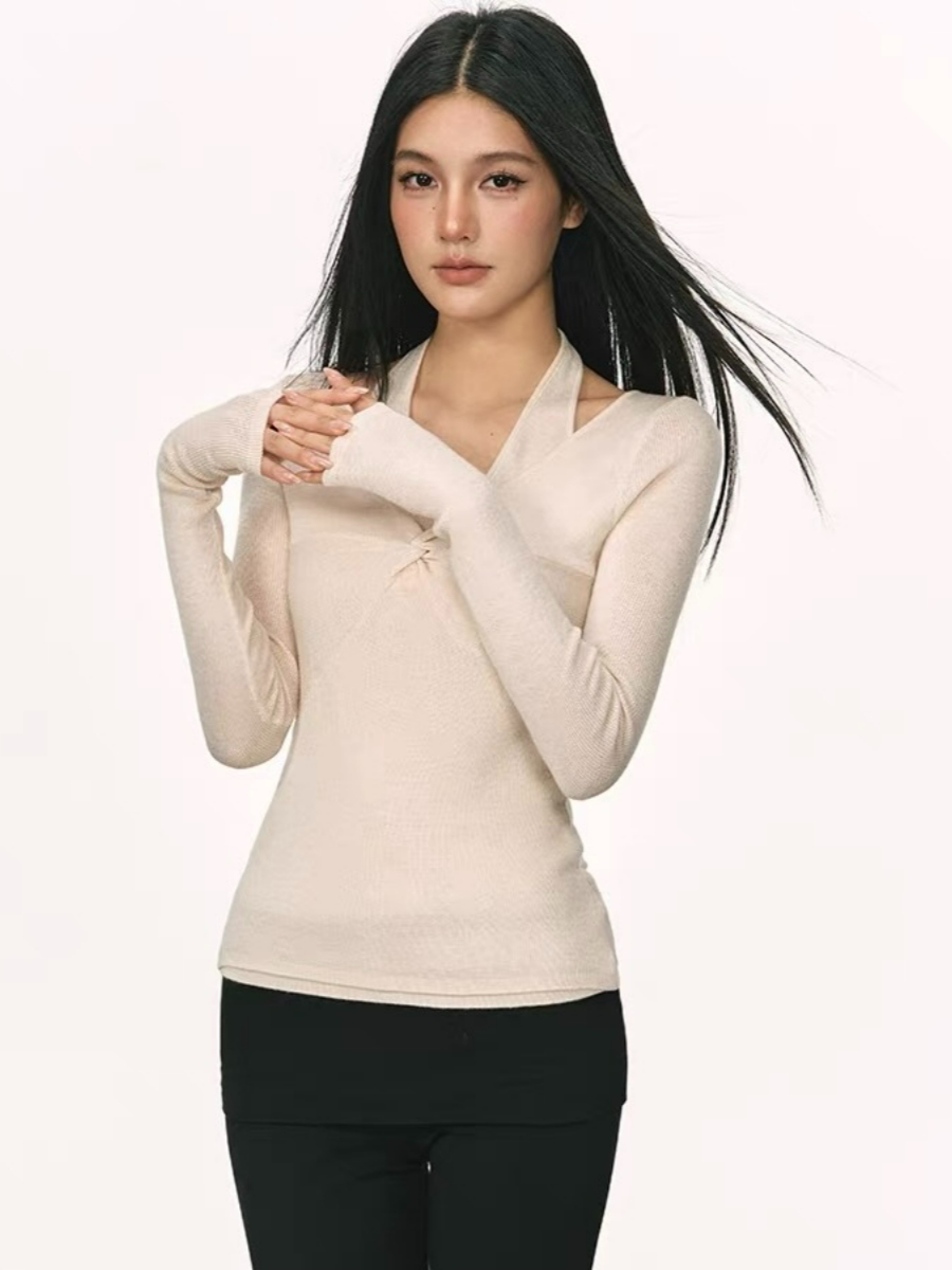 Orleen Fake Two-Piece Long Sleeve Top