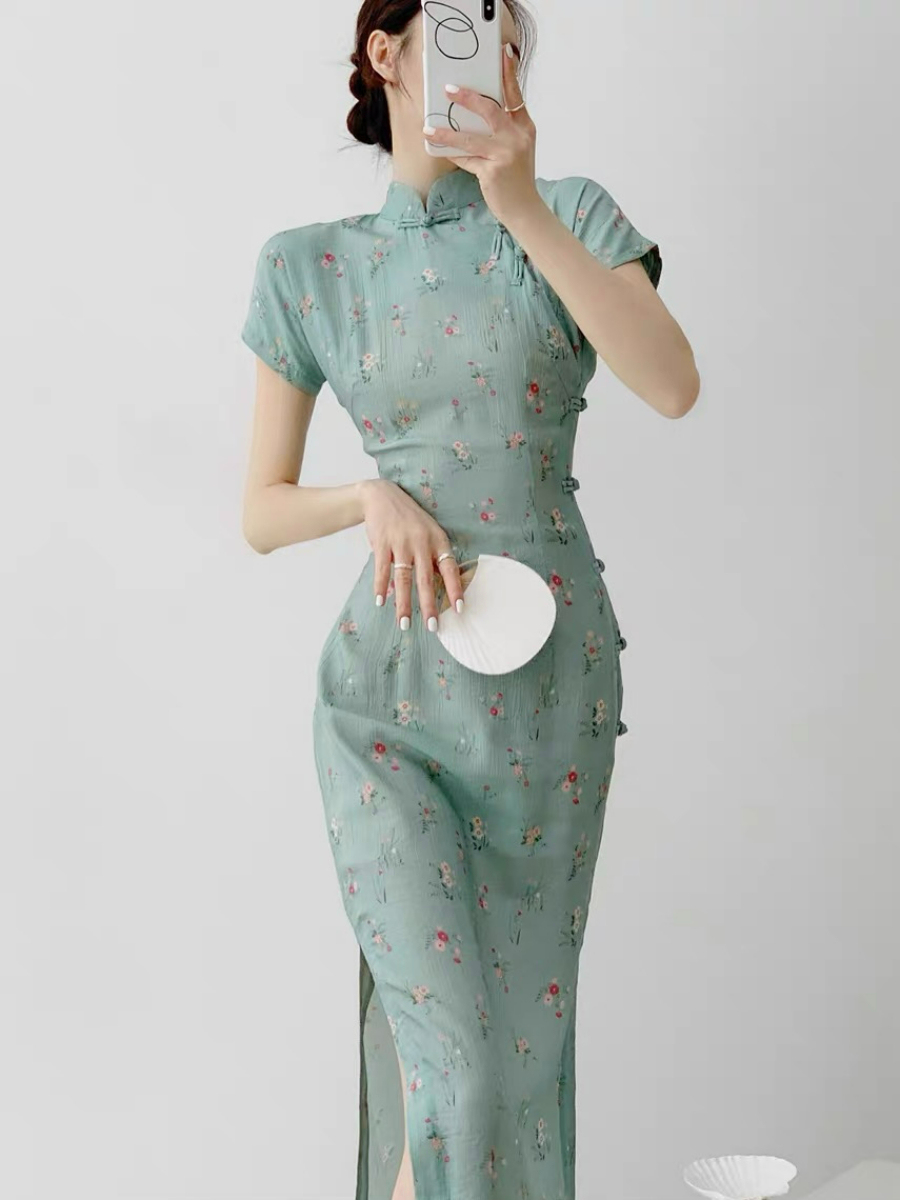 Xi Pan Floral Cheongsam-The Black Bow-