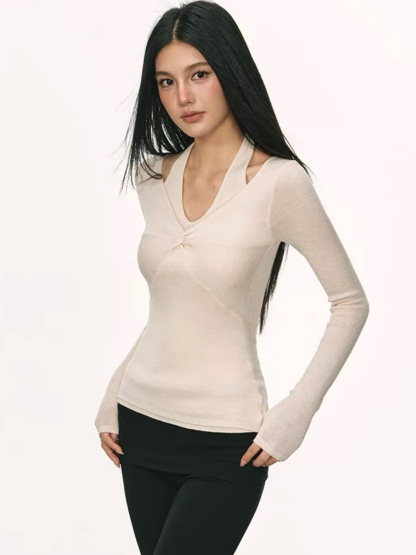 Orleen Fake Two-Piece Long Sleeve Top