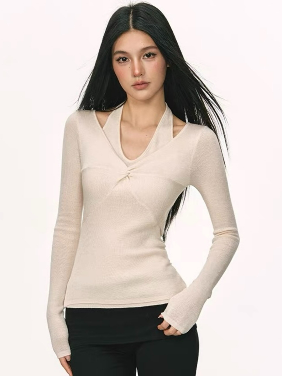 Orleen Fake Two-Piece Long Sleeve Top
