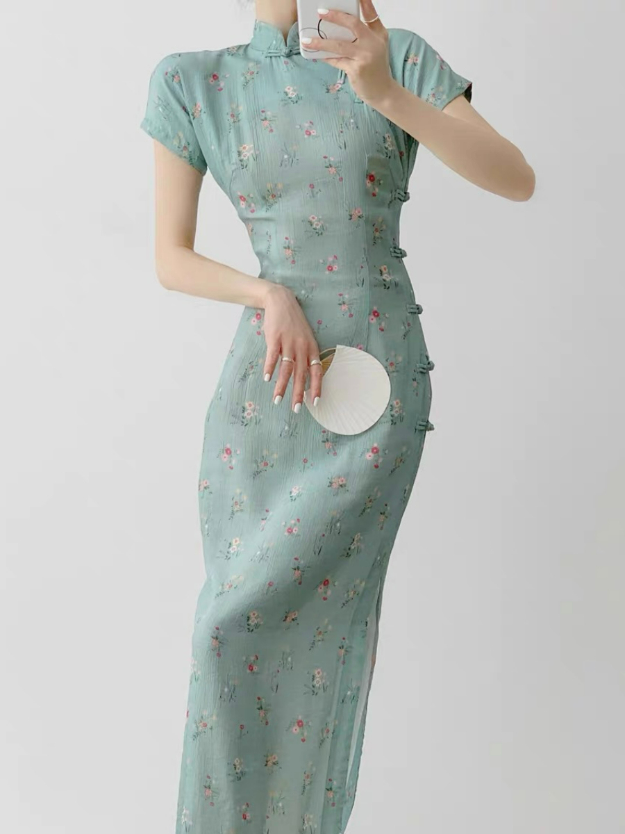Xi Pan Floral Cheongsam-The Black Bow-