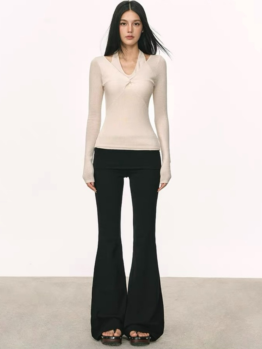 Orleen Fake Two-Piece Long Sleeve Top