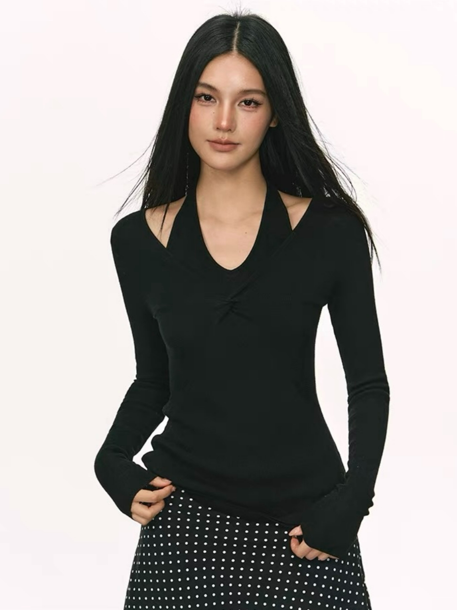 Orleen Fake Two-Piece Long Sleeve Top