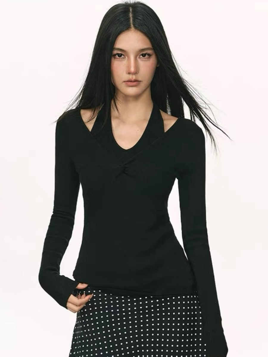 Orleen Fake Two-Piece Long Sleeve Top