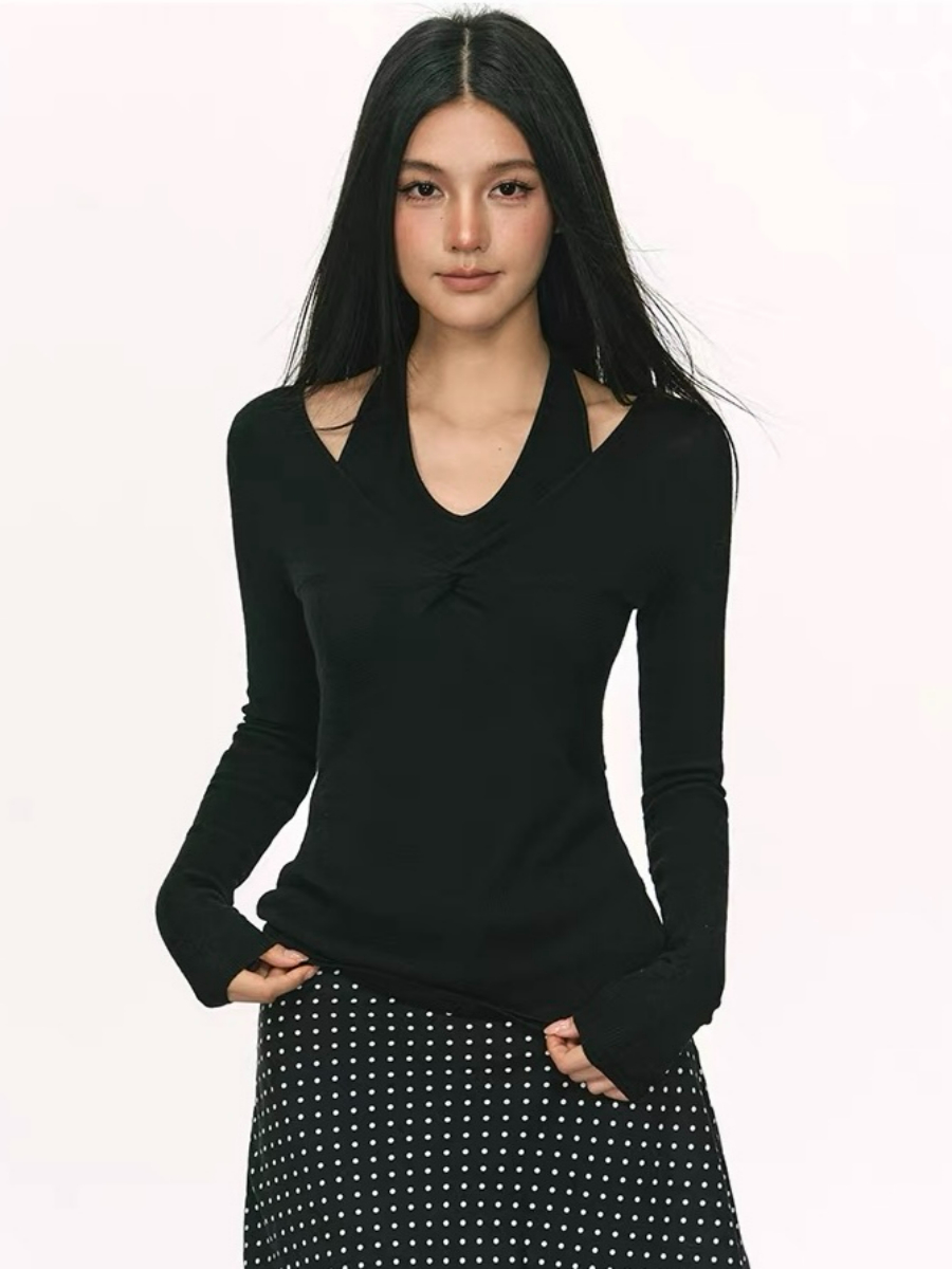 Orleen Fake Two-Piece Long Sleeve Top