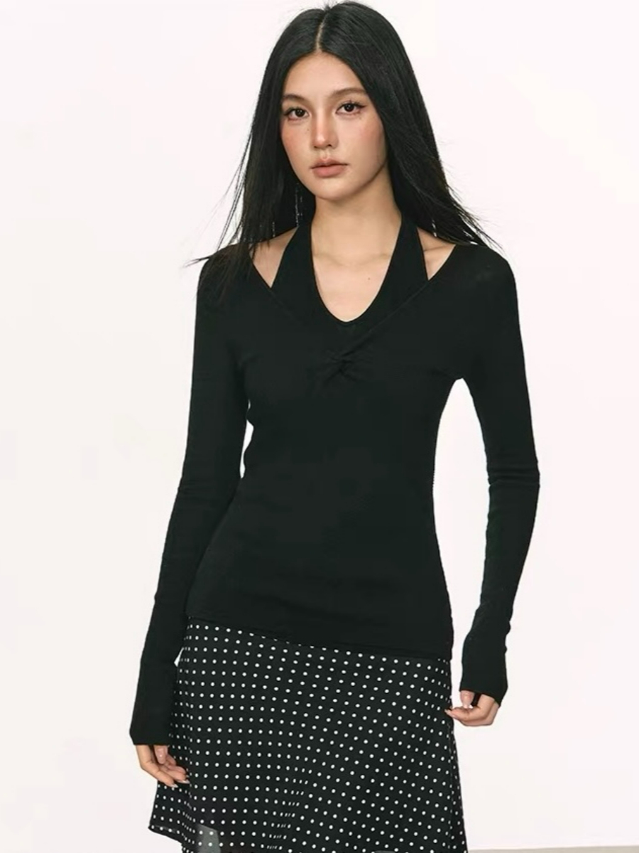 Orleen Fake Two-Piece Long Sleeve Top