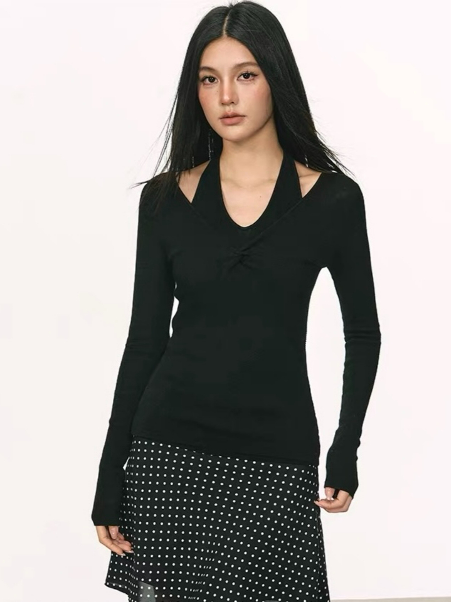 Orleen Fake Two-Piece Long Sleeve Top