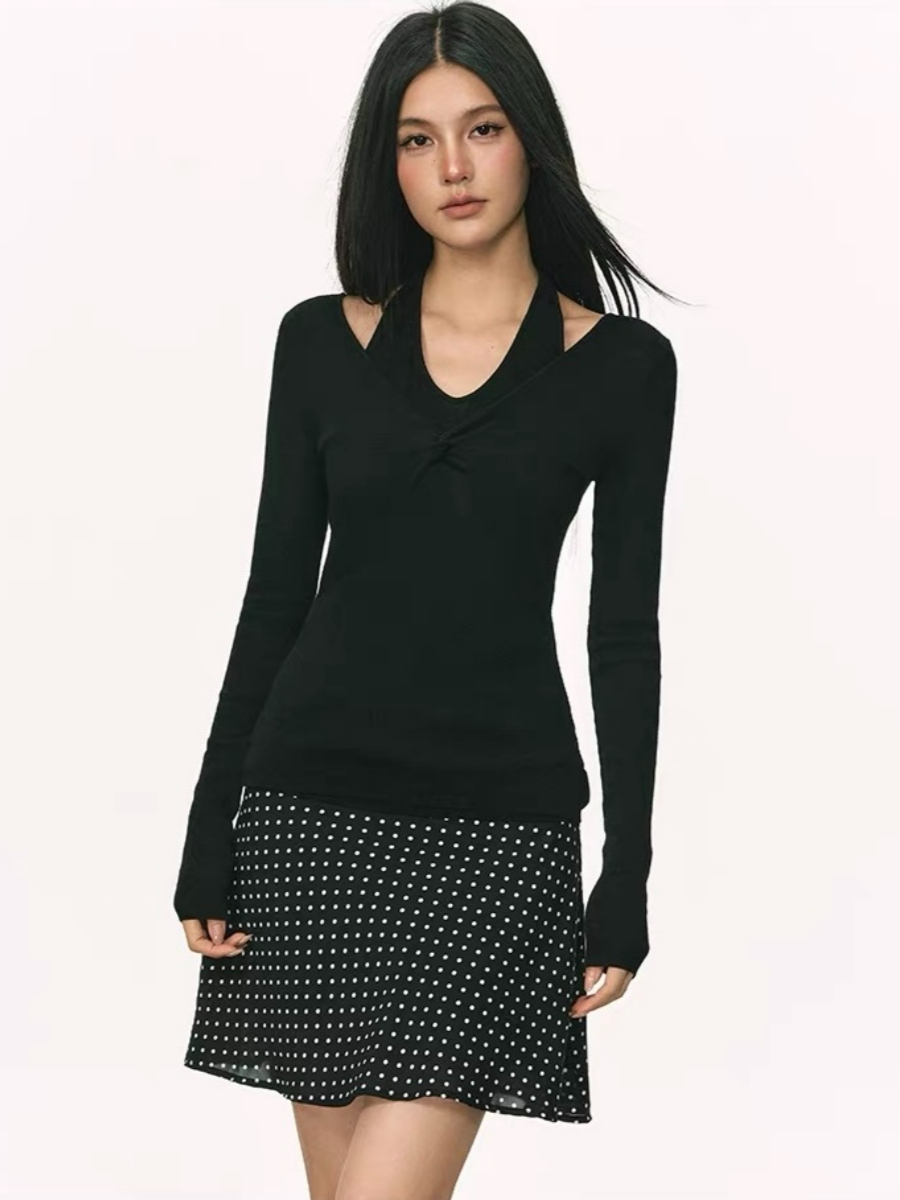Orleen Fake Two-Piece Long Sleeve Top
