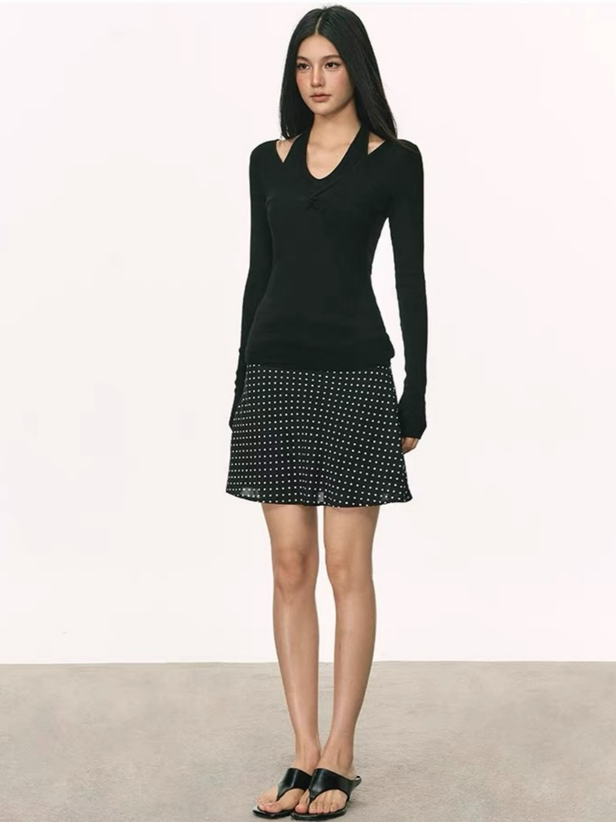 Orleen Fake Two-Piece Long Sleeve Top
