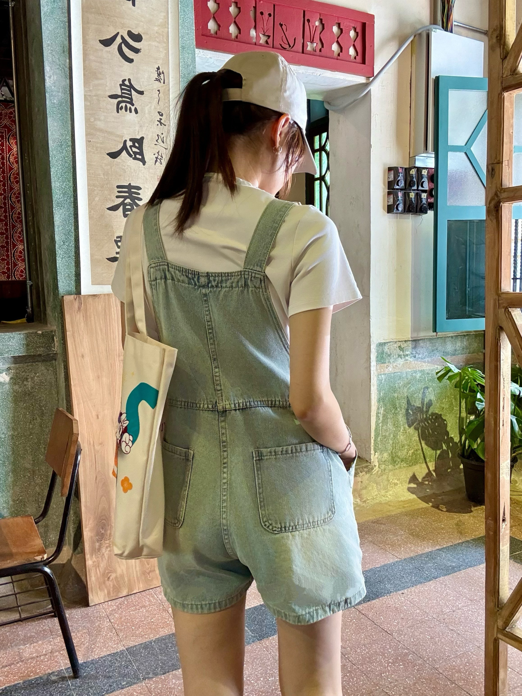 American Denim Short Dungaree & Pezy Basic Tee-The Black Bow-