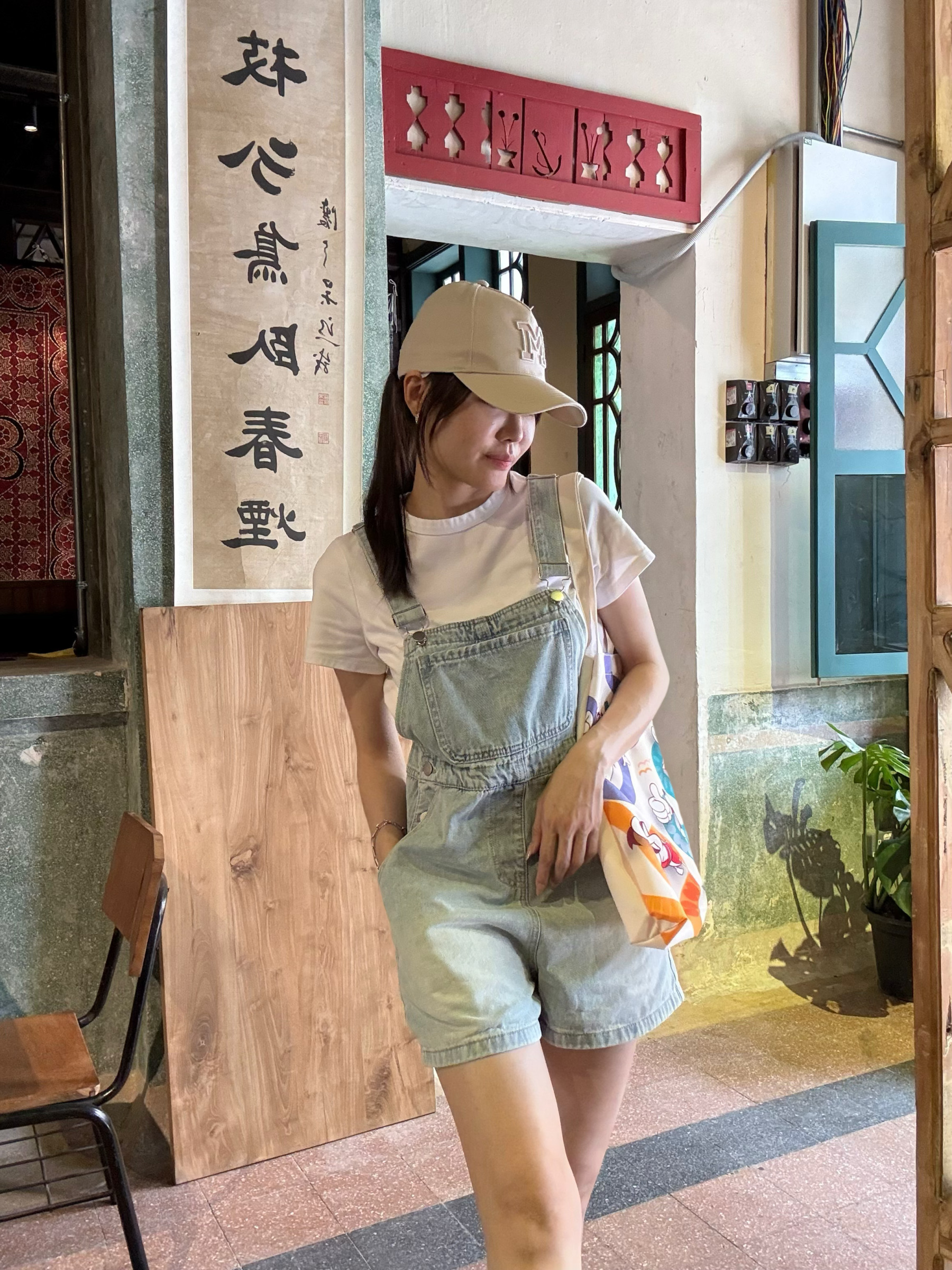 American Denim Short Dungaree & Pezy Basic Tee-The Black Bow-