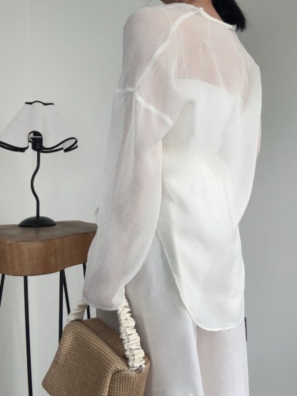 Viori Sheer Linen Top-The Black Bow-