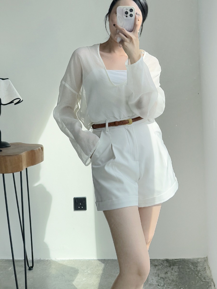 Viori Sheer Linen Top-The Black Bow-