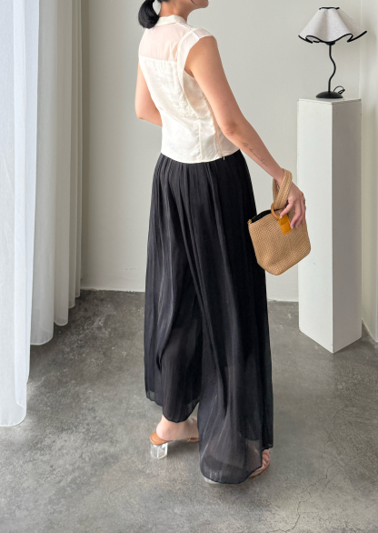 Yun Er Flowy Wide Leg Pants-The Black Bow-