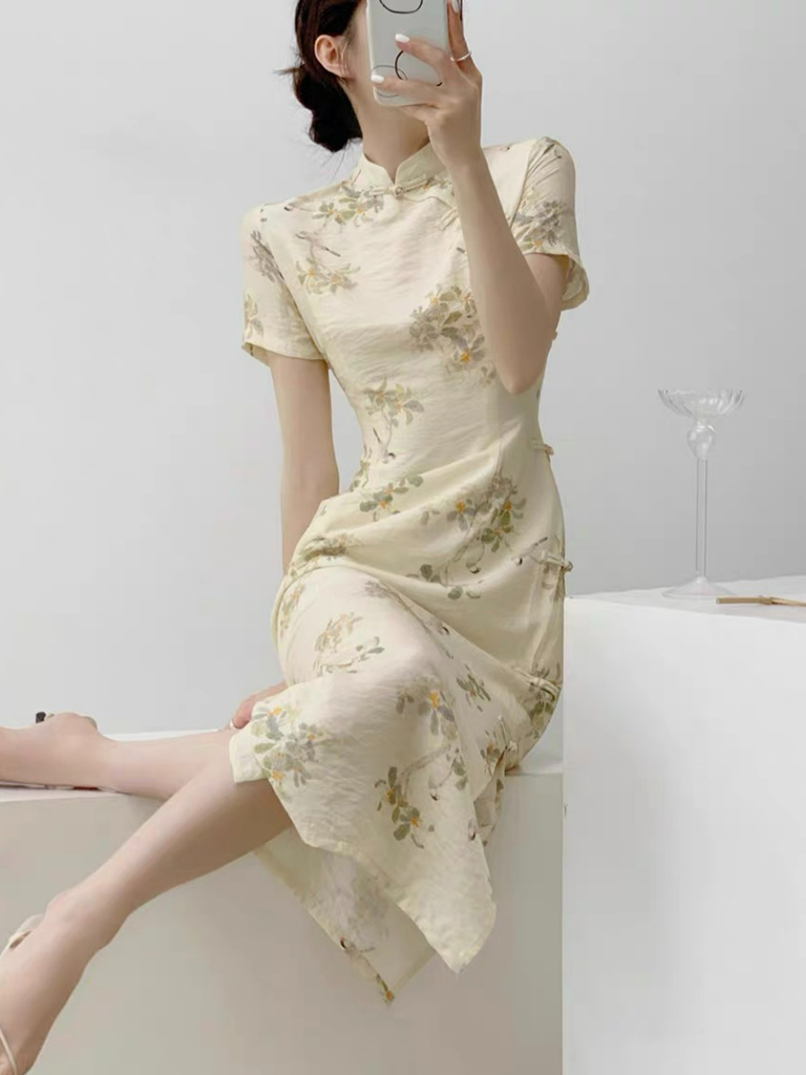 Xi Zi Floral Cheongsam-The Black Bow-