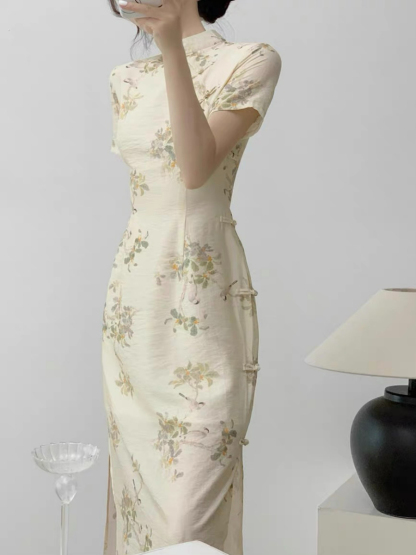 Xi Zi Floral Cheongsam-The Black Bow-