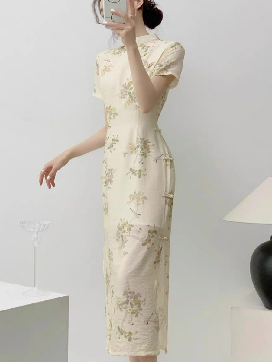 Xi Zi Floral Cheongsam-The Black Bow-