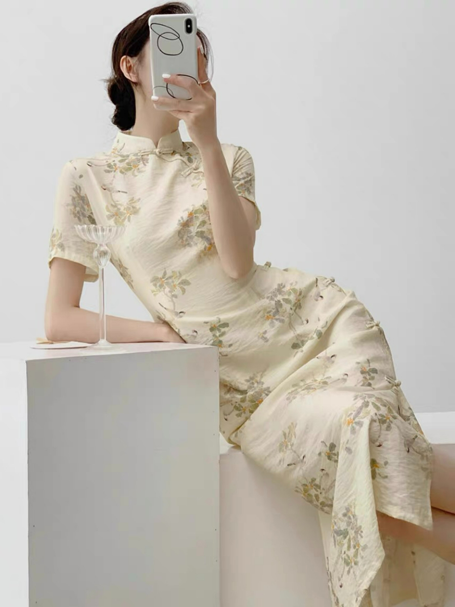 Xi Zi Floral Cheongsam-The Black Bow-