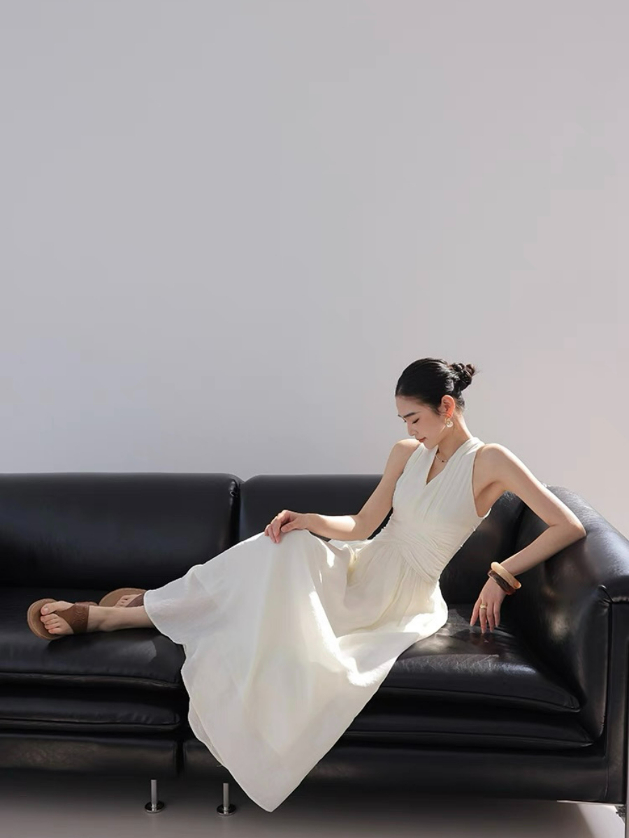 Xenna Halter Neck Maxi Dress-The Black Bow