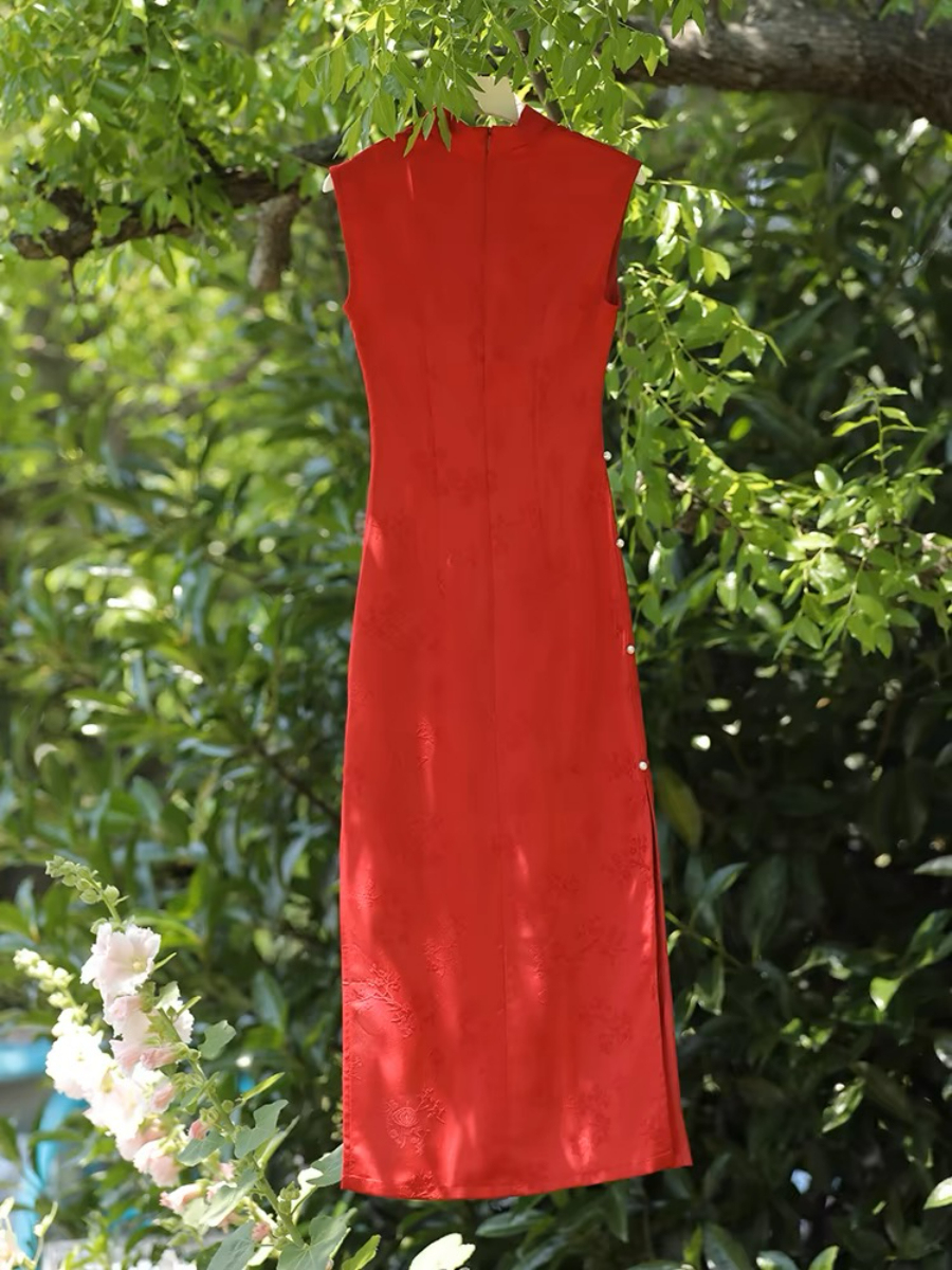 Ya Ju Sleeveless Jacquard Cheongsam-The Black Bow-