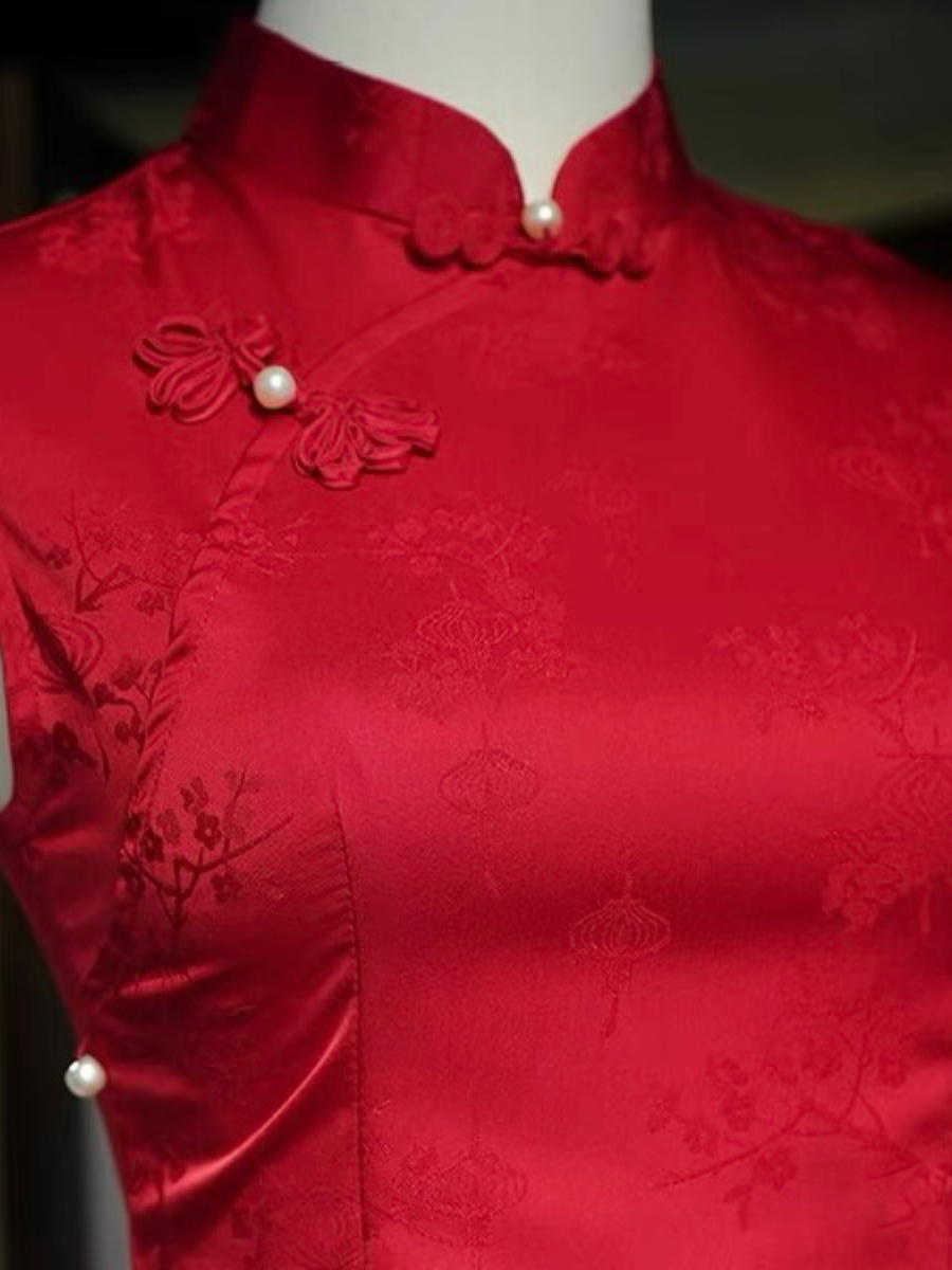 Ya Ju Sleeveless Jacquard Cheongsam-The Black Bow-