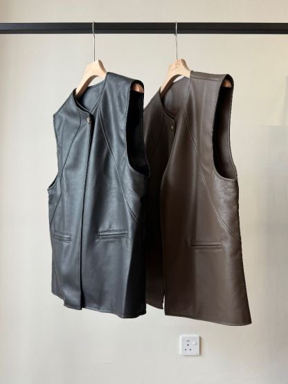 Vicenzo Faux Leather Sleeveless jacket
