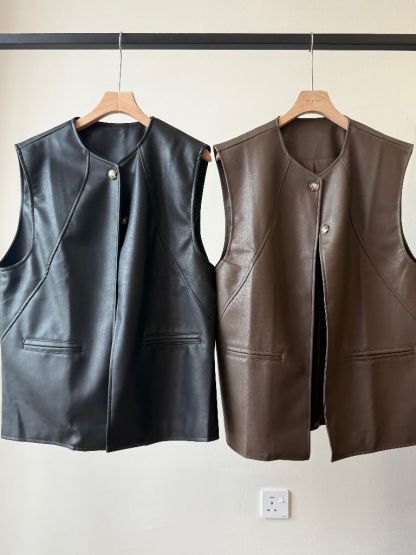 Vicenzo Faux Leather Sleeveless jacket