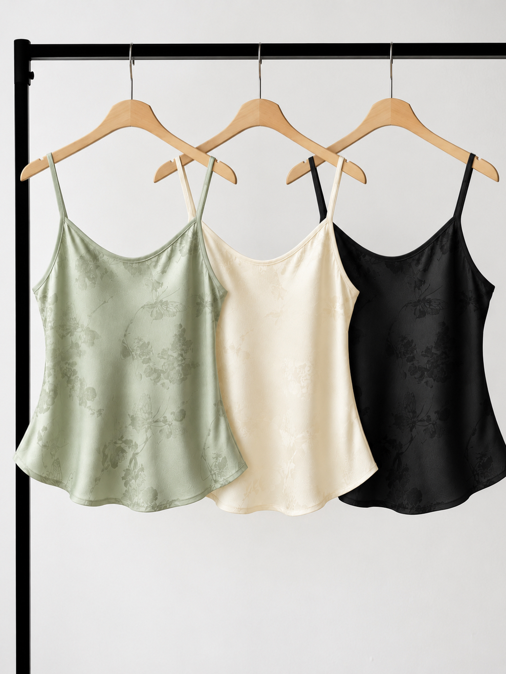 Yan Leng Padded Floral-Jacquard Satin Cami Top