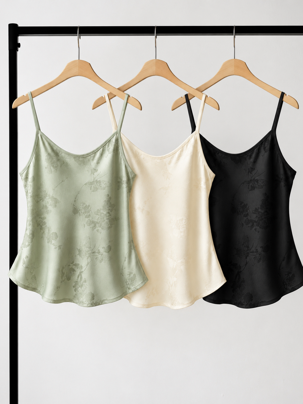 Yan Leng Padded Floral-Jacquard Satin Cami Top