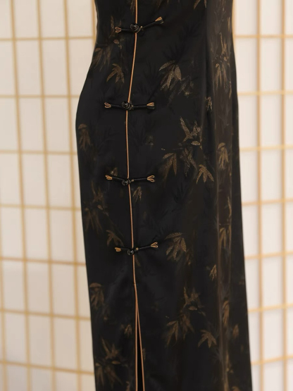 Ya Zhu Bamboo Jacquard Cheongsam-The Black Bow-